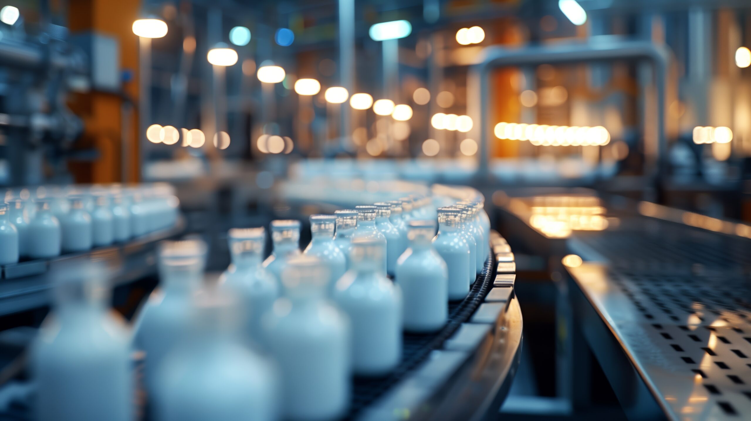ligne automatisée de production de yaourts dans une usine industrielle
