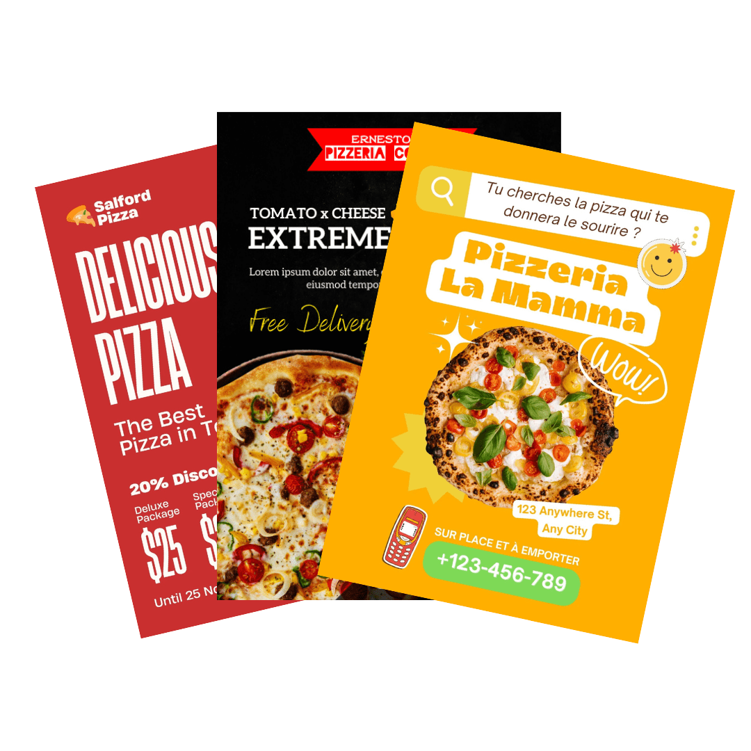 collection de flyers de pizzerias