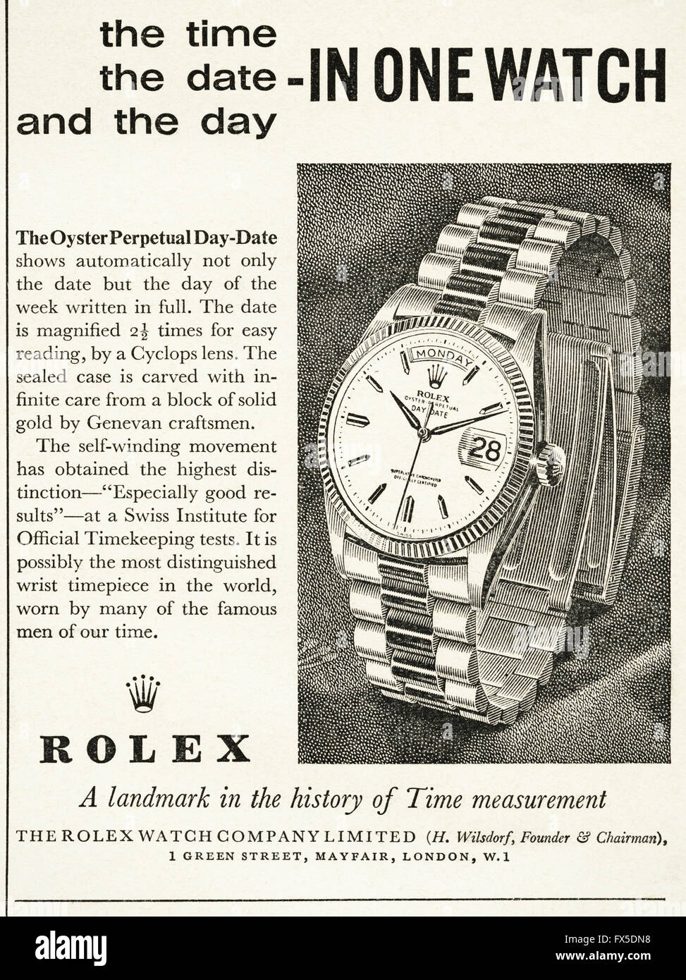 publicité vintage rolex dans paris match années 1960