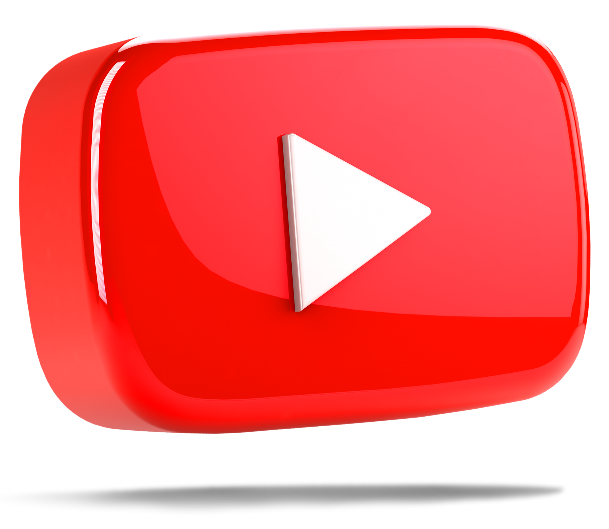 Bouton de lecture YouTube : logo rouge et blanc en 3D vibrant et moderne.